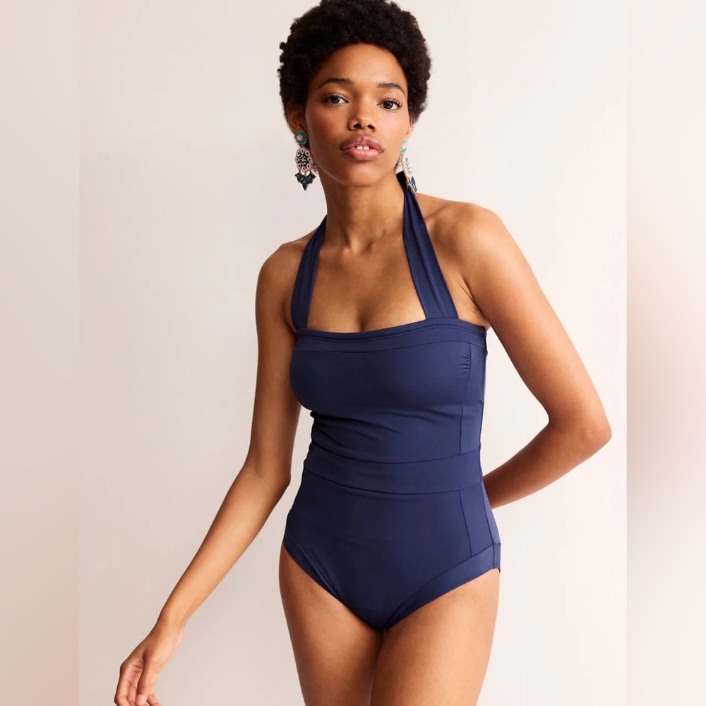 Boden Santorini Halterneck Swimsuit In French Navy Women’s Sz 10R One Piece